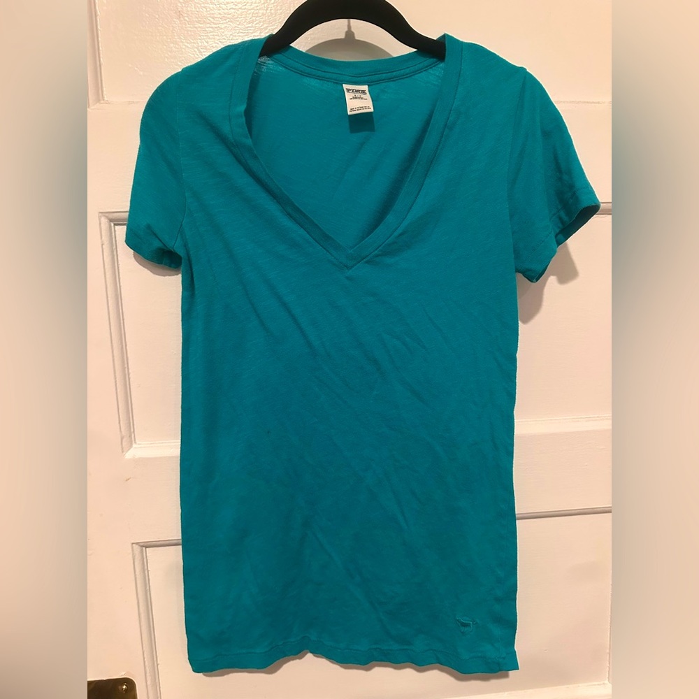 PINK Victoria's Secret Teal Short Sleeve Tee